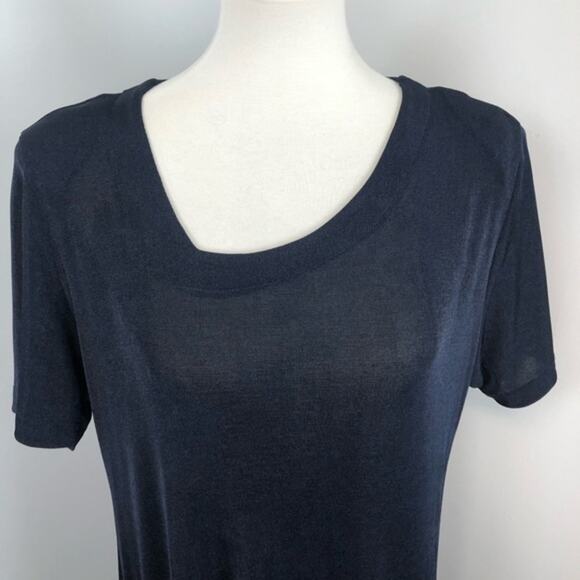 Hanes Collection Vintage Stretch Asymmetrical Neck Midi Shirt Dress Large Casual - Picture 2 of 7